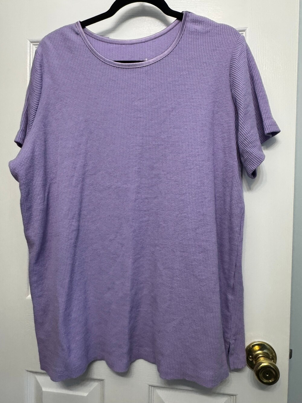 Woman Within Waffle Thermal Tee Purple Short Sleeve Plus Size 1X 22/24